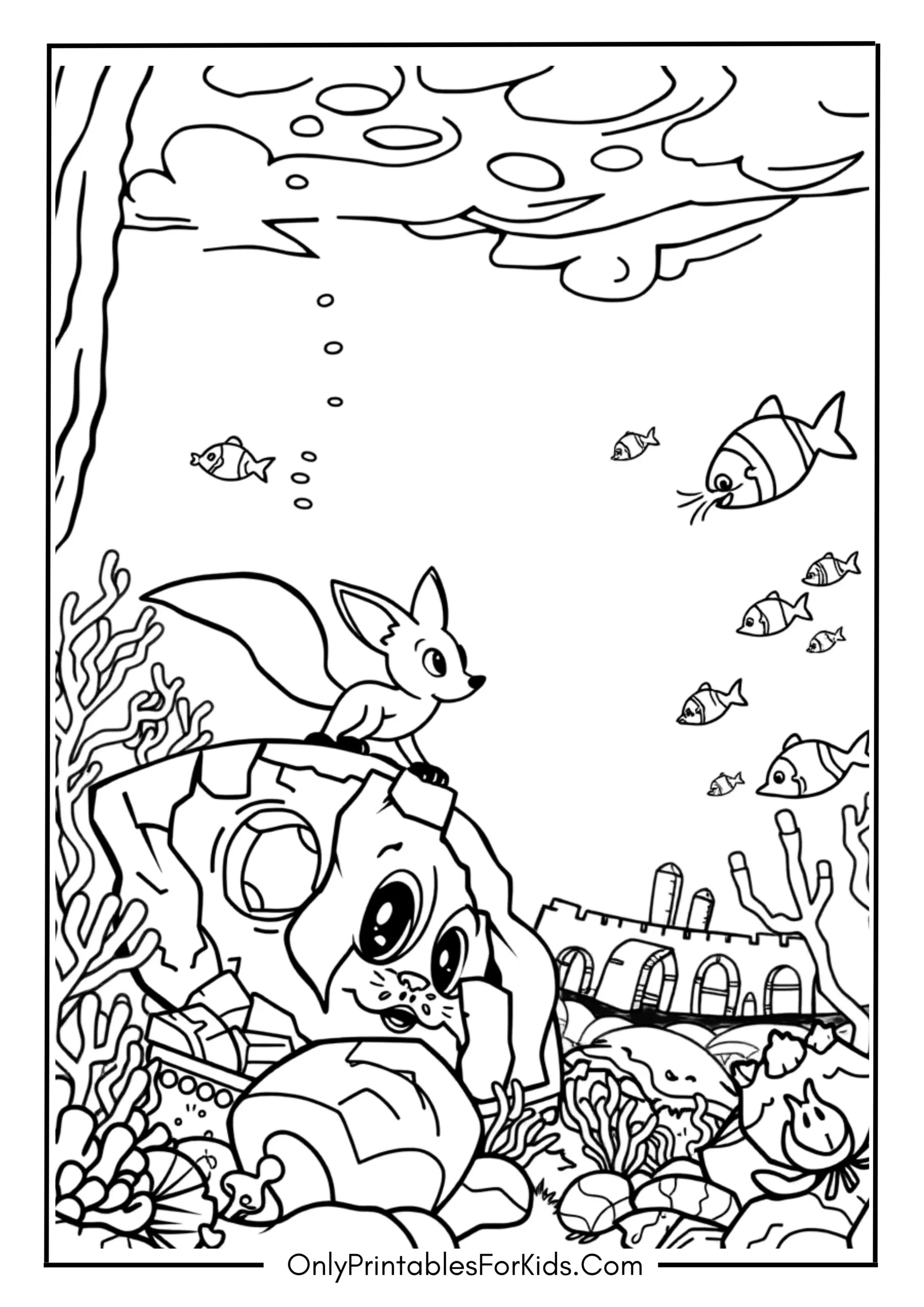 Tails the Fox Exploring an Underwater Ruin