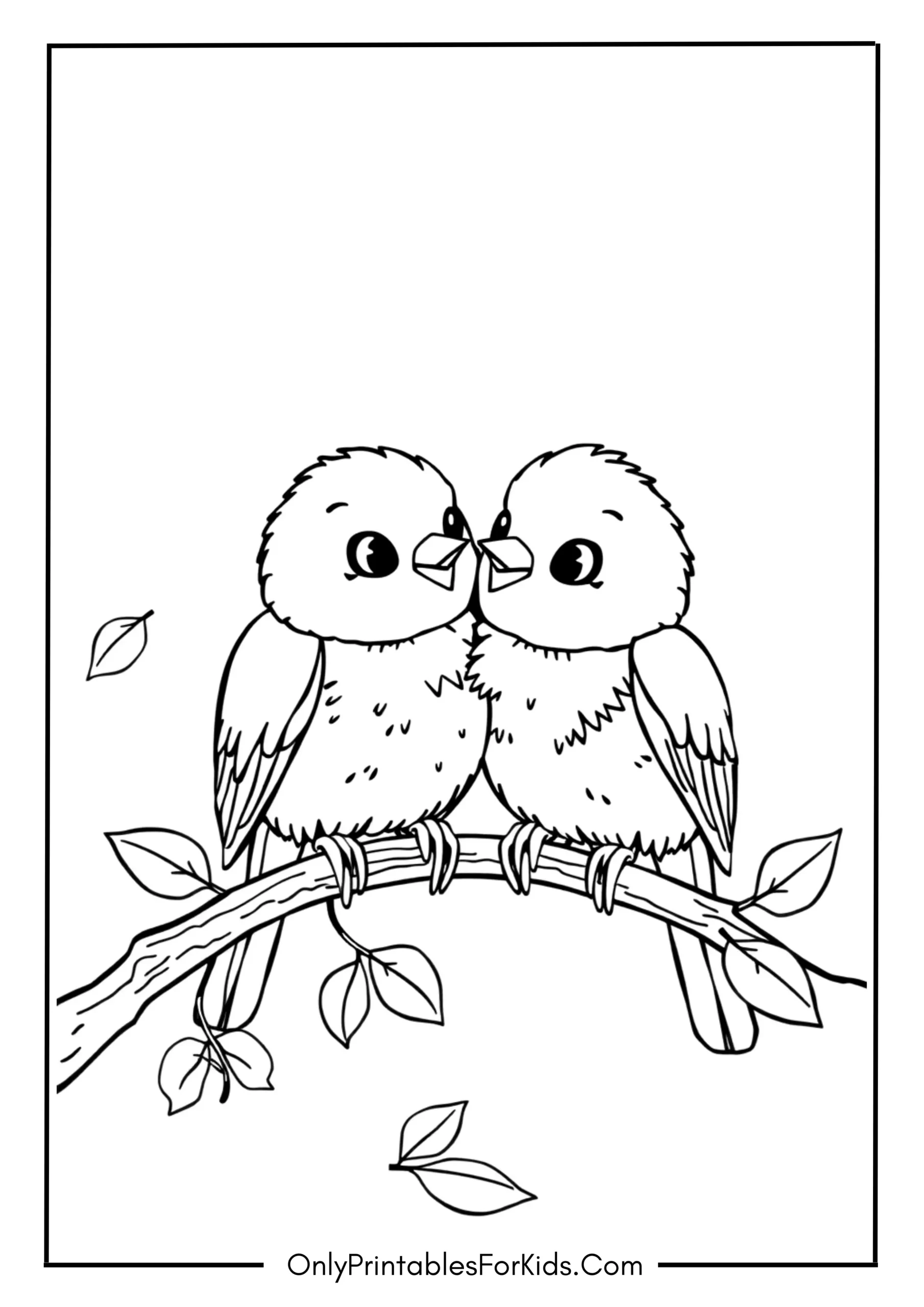 Two Cute Birds Sitting on a Branch