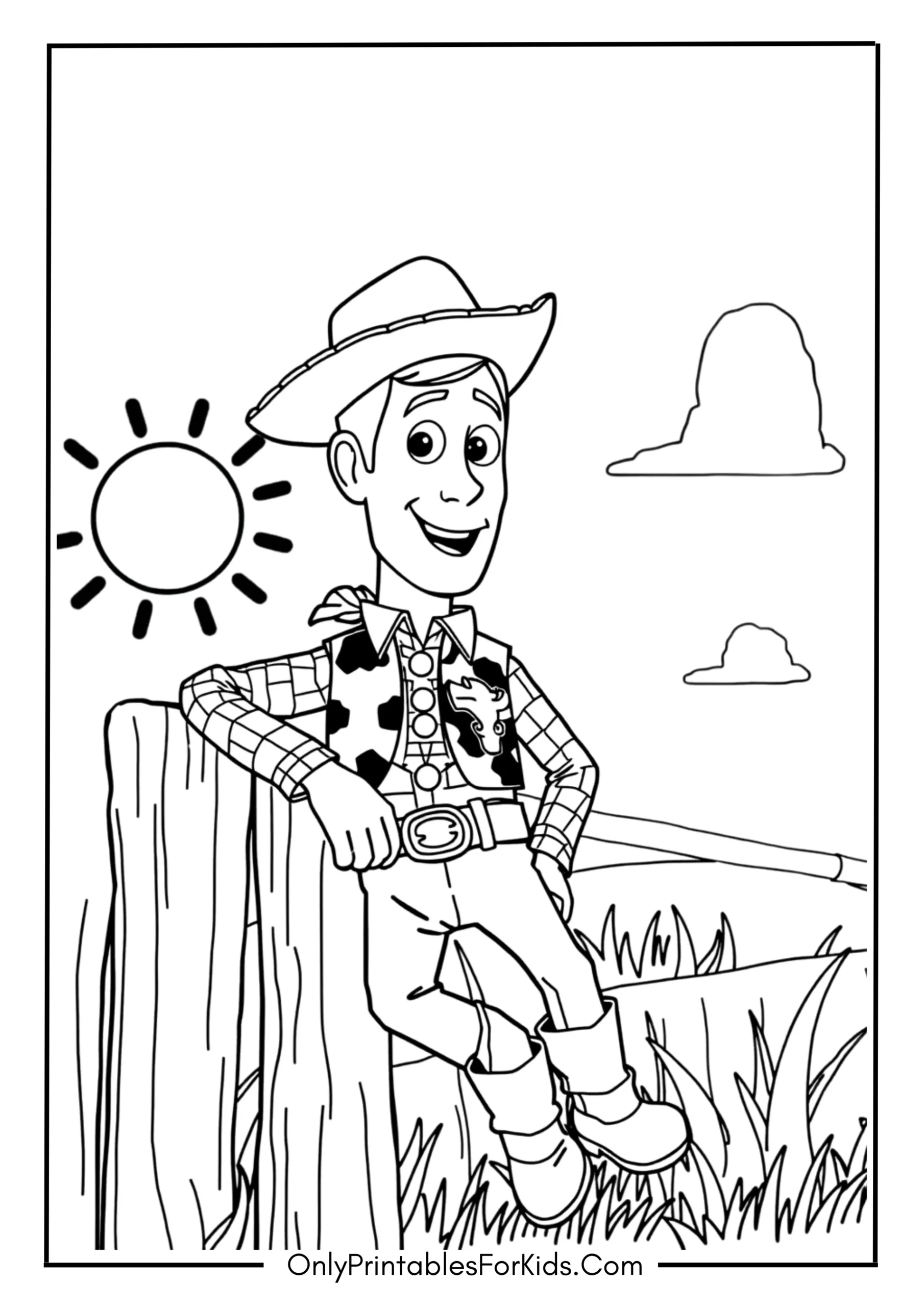 Woody Leaning on a Fence