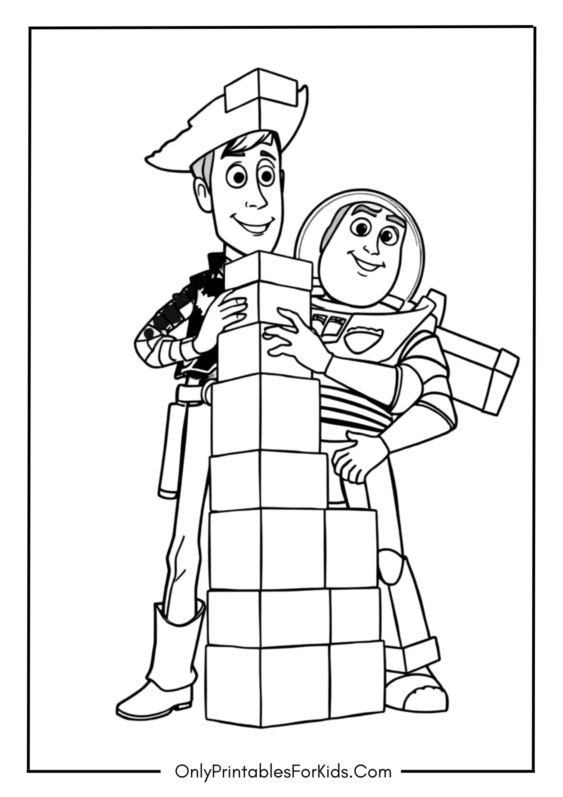 Woody and Buzz Building a Tower