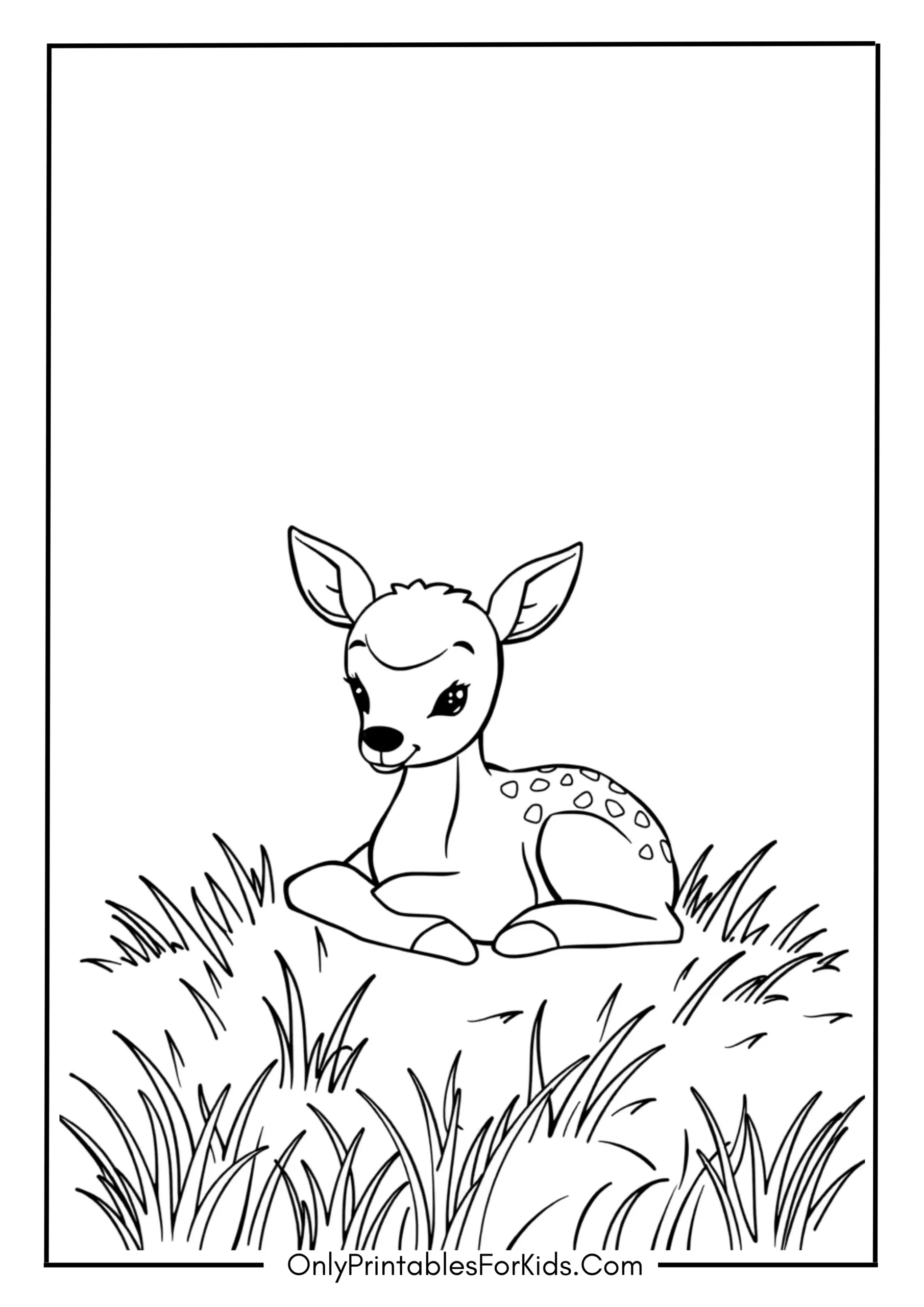 Baby Deer Resting on the Grass