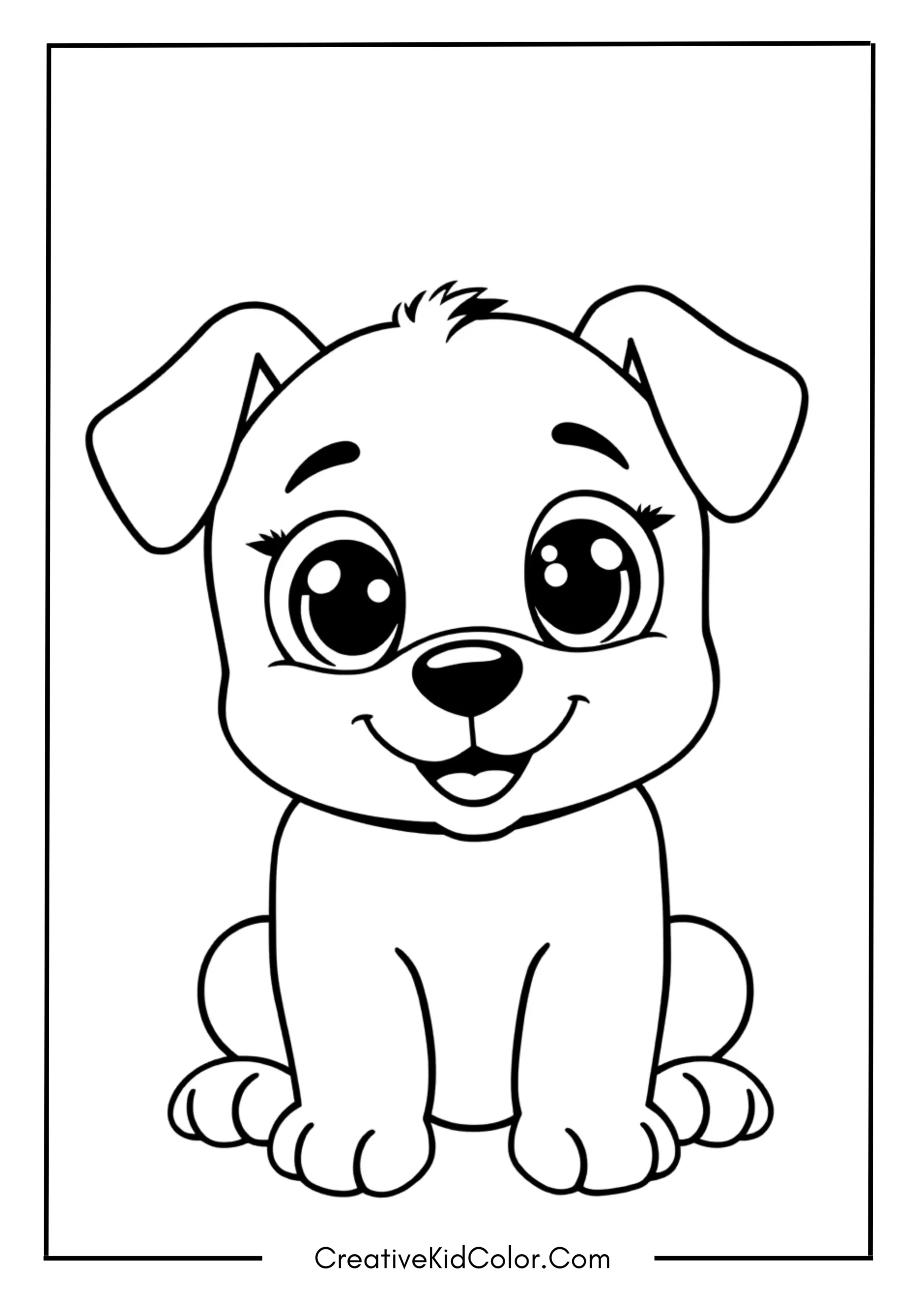 Cartoon Puppy with Big Eyes