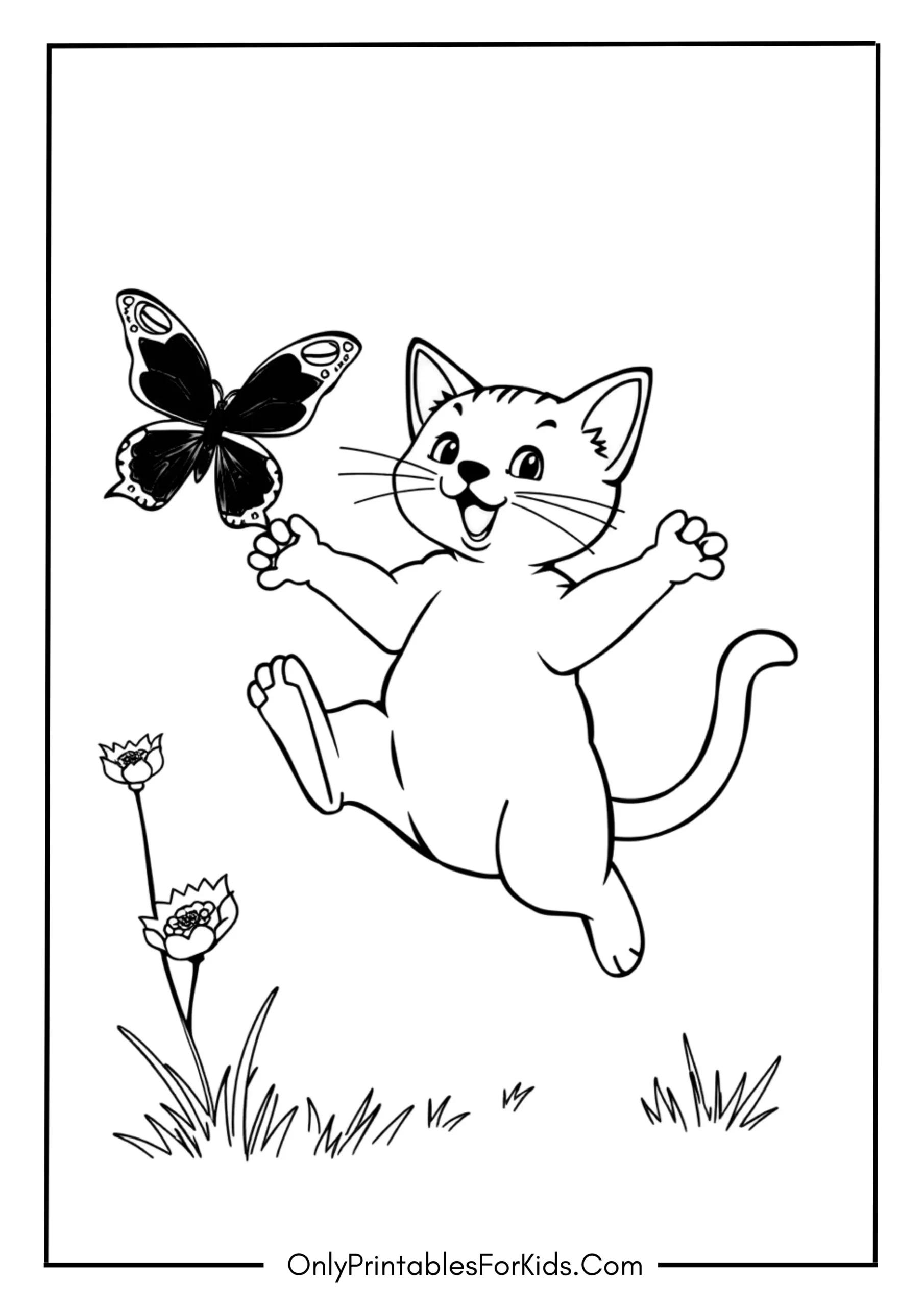 Cat Chasing a Butterfly