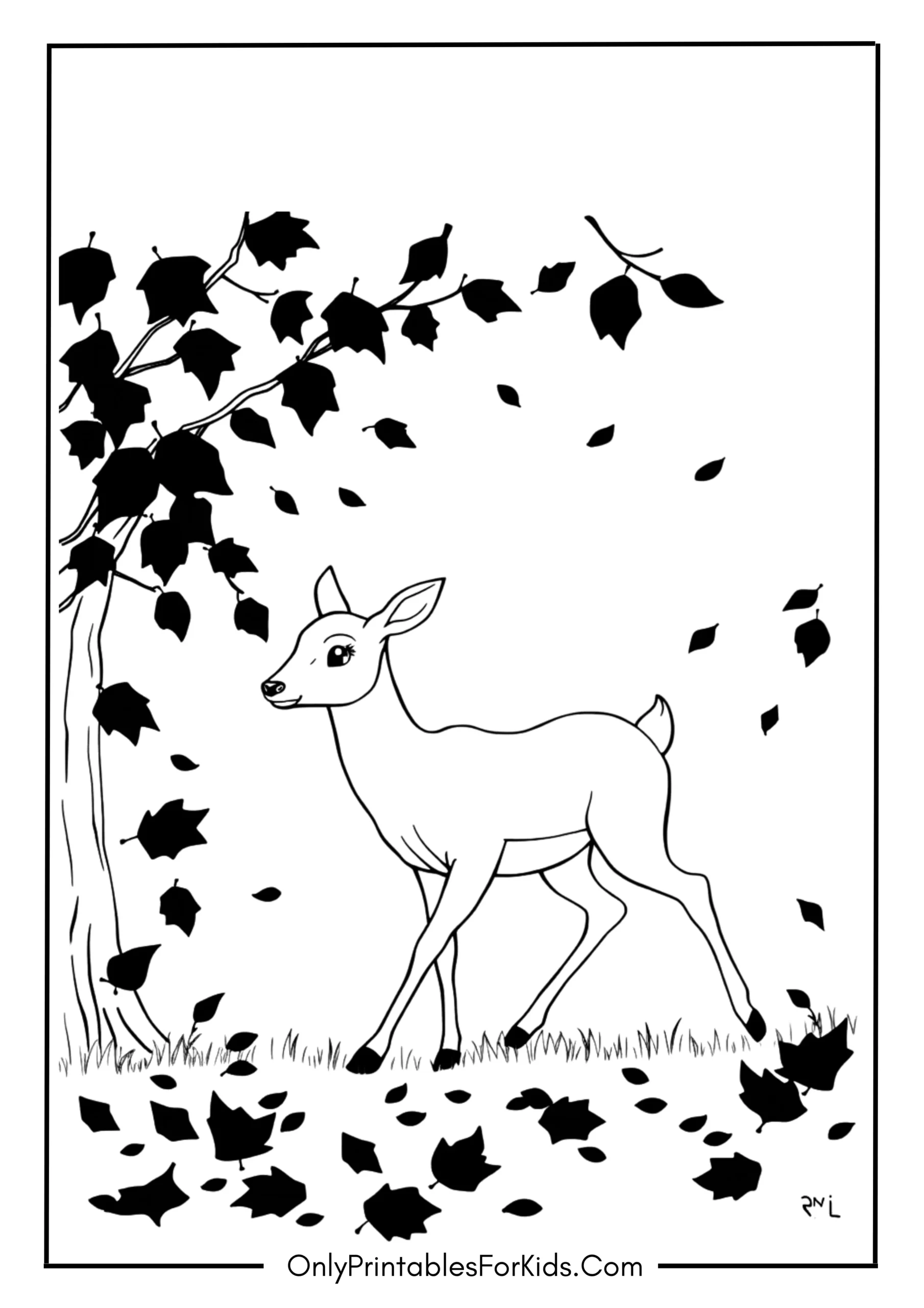 Deer Walking Through Autumn Leaves