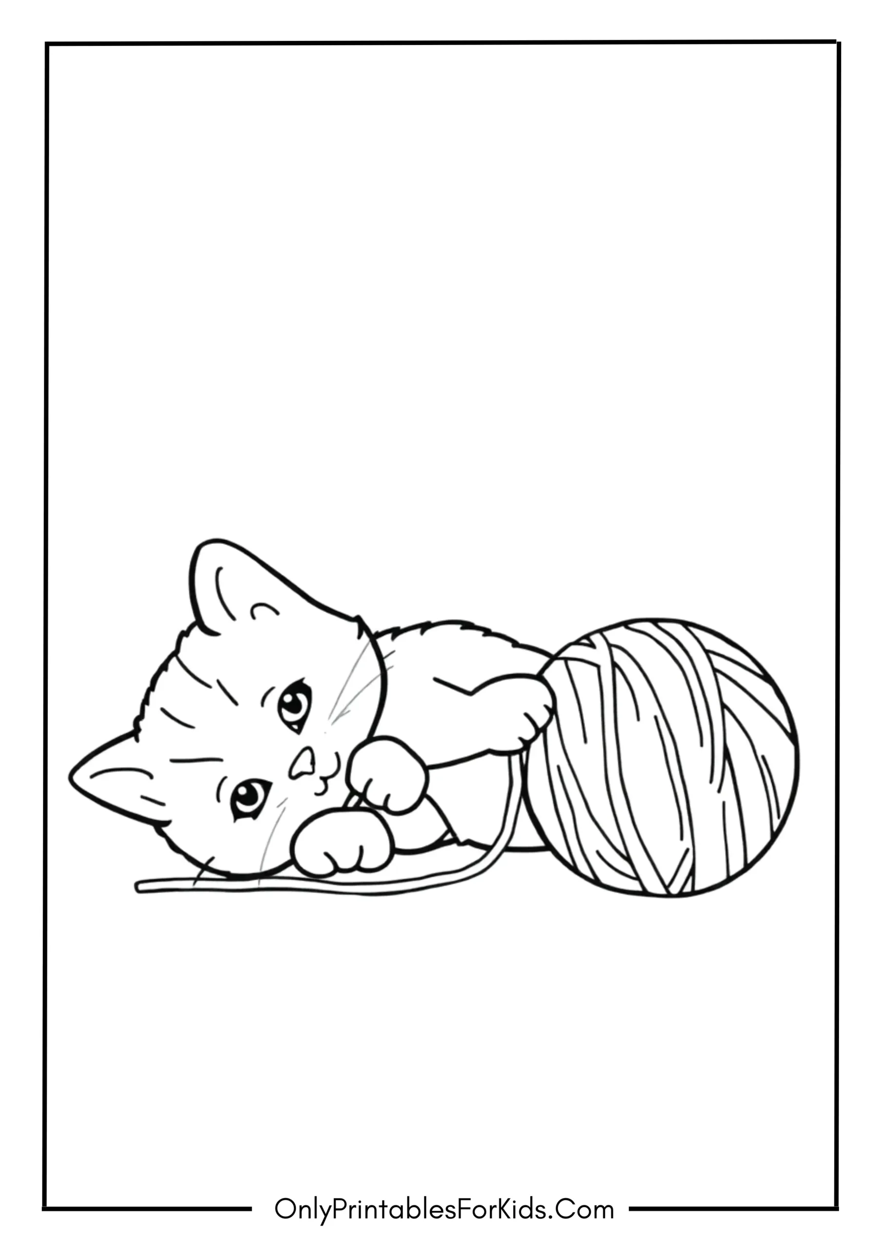 Playful Kitten with a Ball of Yarn