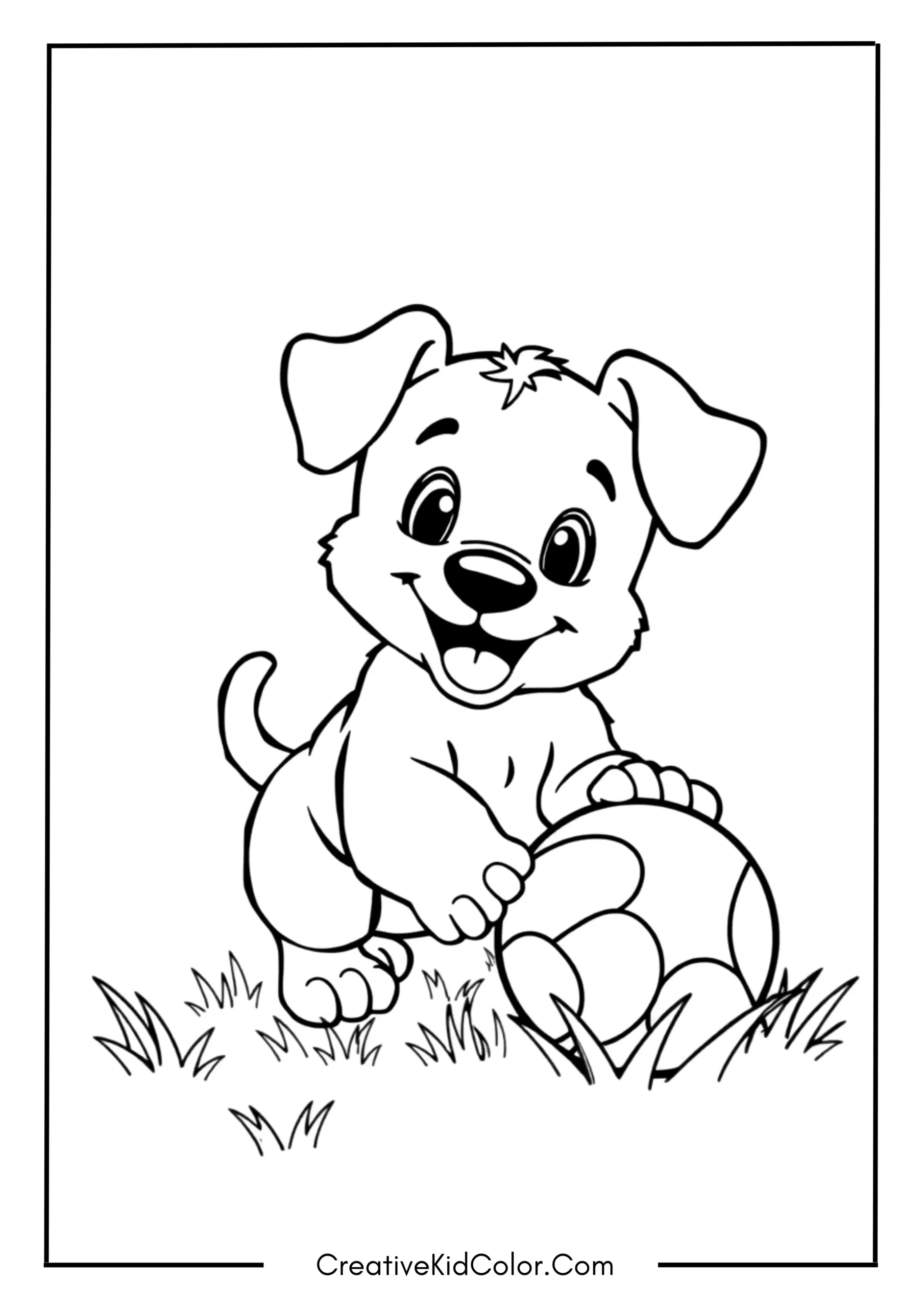 Playful Puppy with a Ball