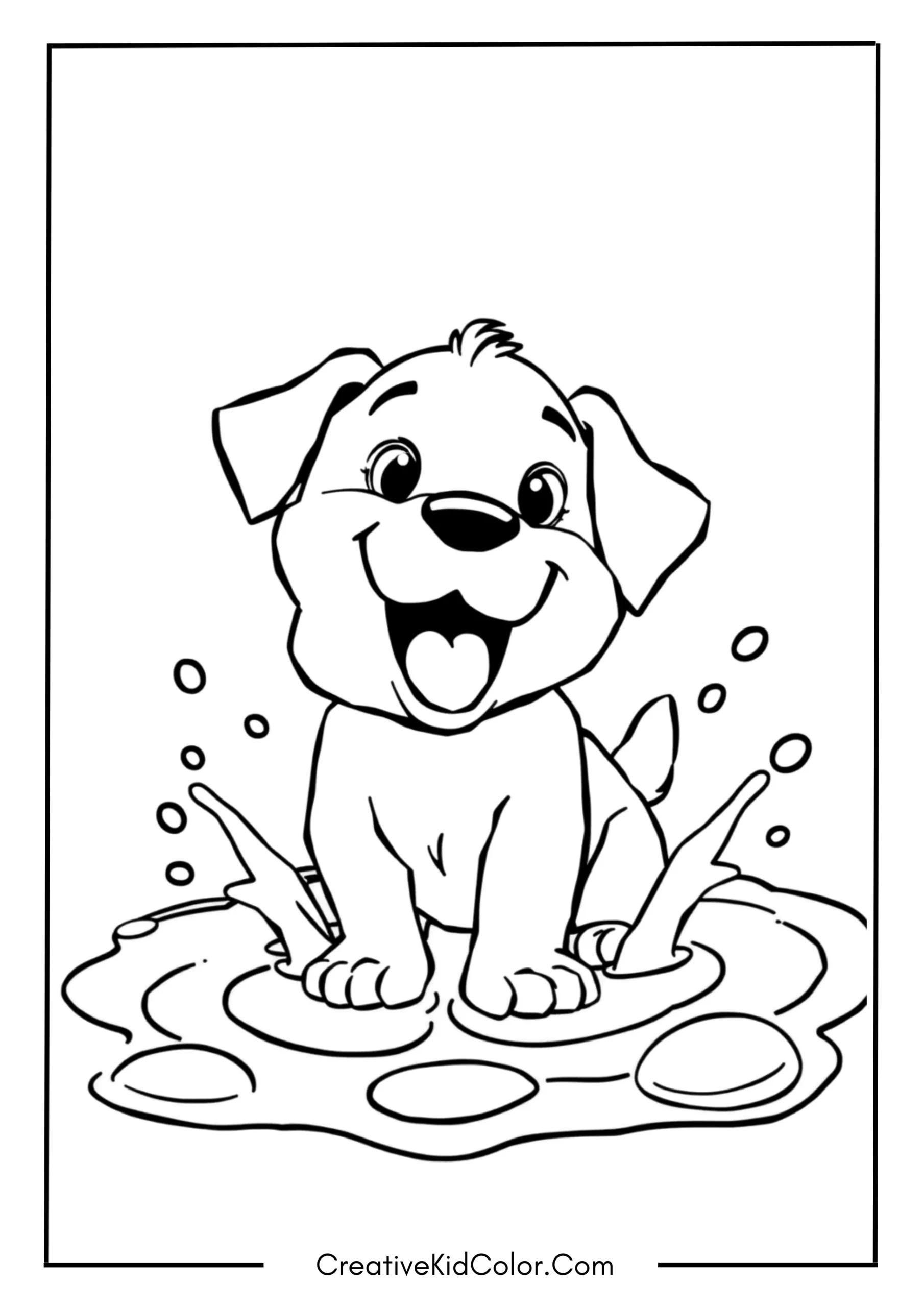 Puppy Splashing in a Puddle