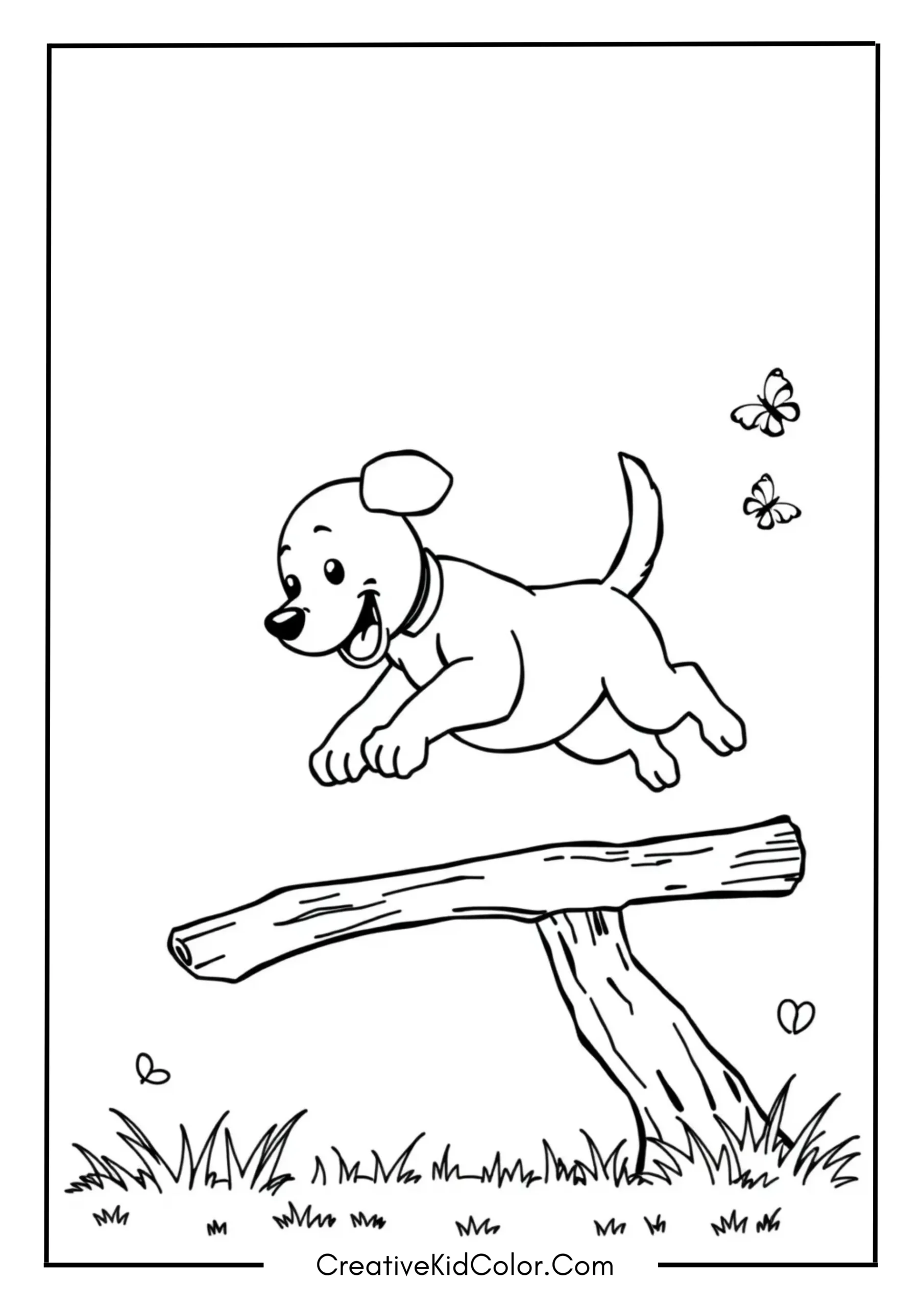Dog Jumping Over a Stick