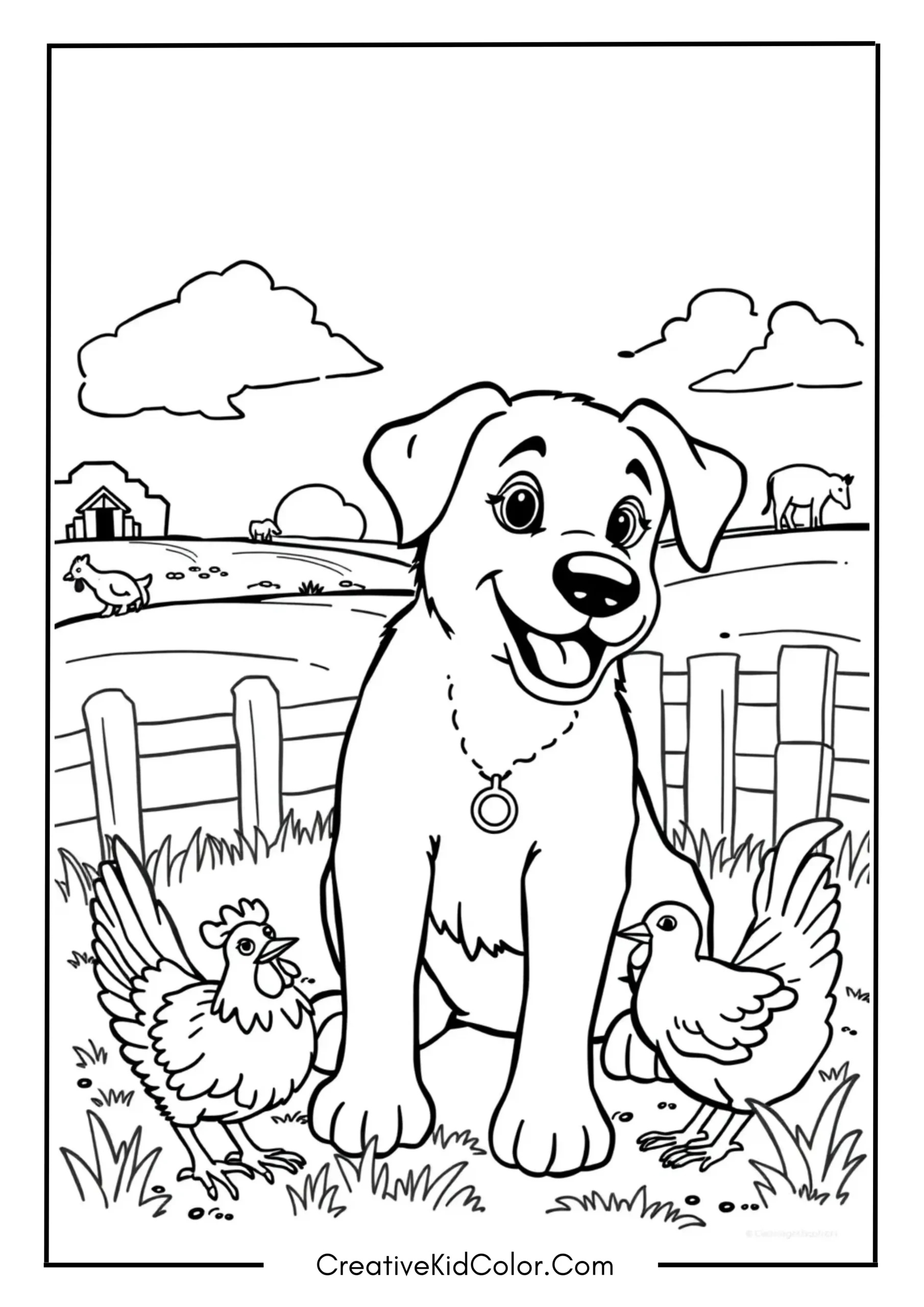 Dog with Farm Friends
