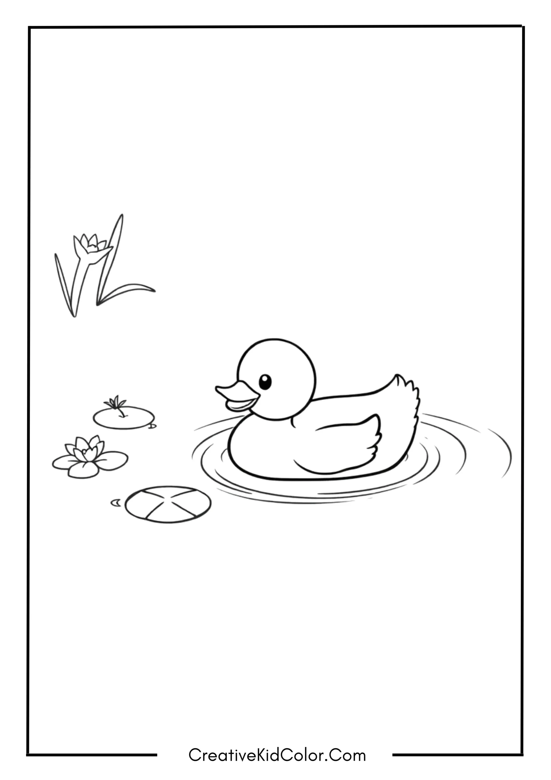 Duck Coloring Pages for Kids to Print and Color 2 Happy Duck Swimming in a Pond