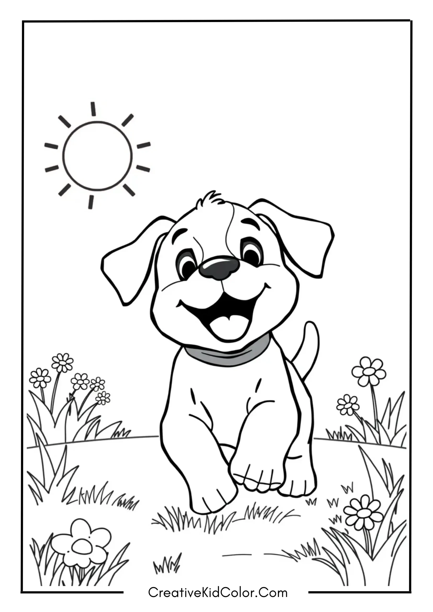 Happy Puppy Playing in the Yard