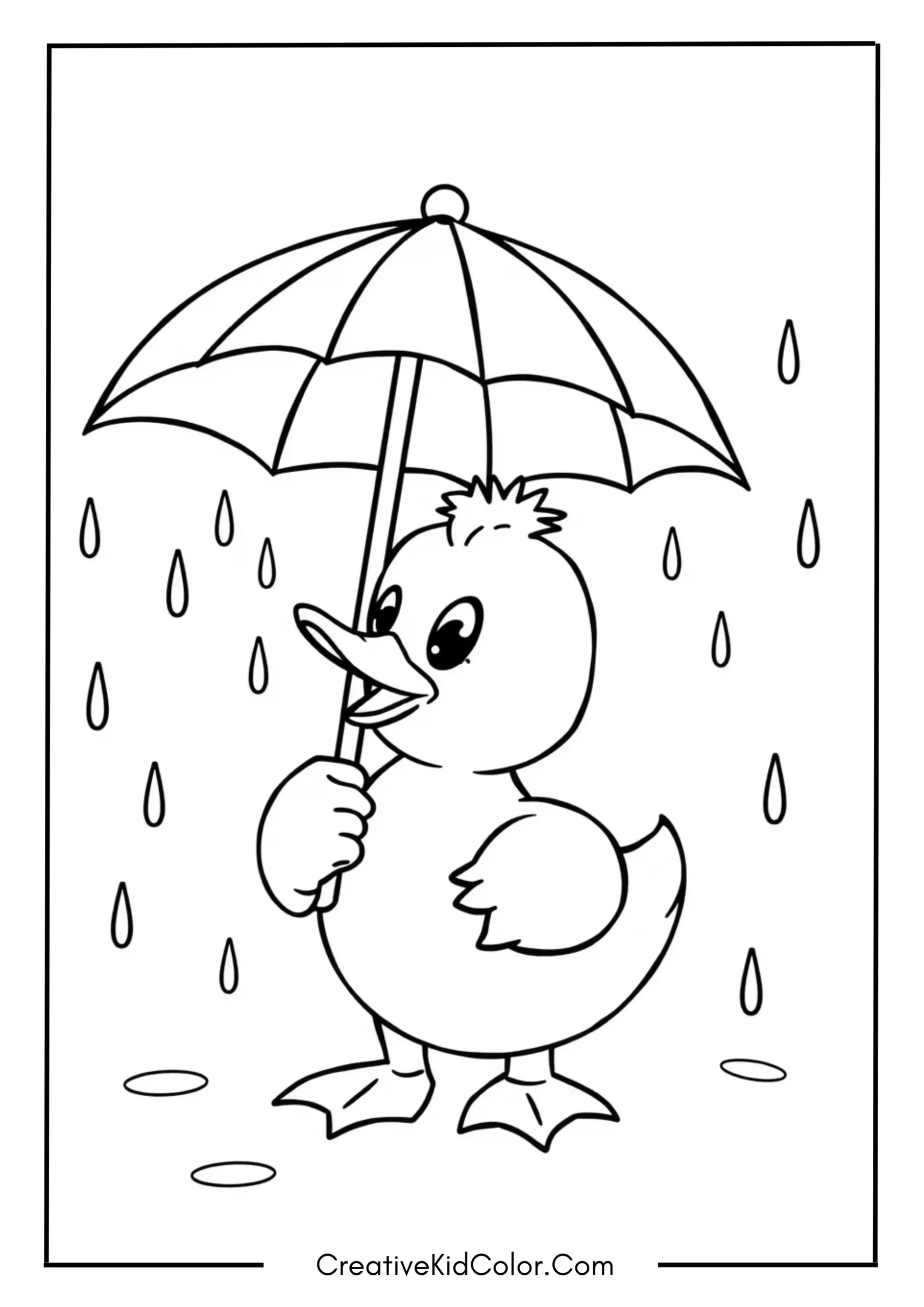 Duck Coloring Pages for Kids to Print and Color 10 Smiling Duck with Umbrella